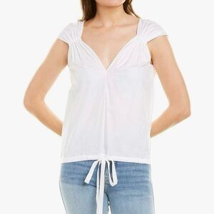 Theory Tie Waist Sleeveless Cotton Top White XS NWT $265